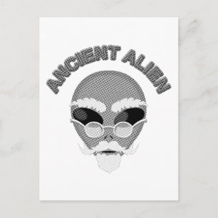 Ancient Alien Head Newsprint Briefkaart
