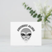 Ancient Alien Head Newsprint Briefkaart (Staand voorkant)
