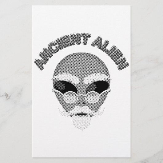 Ancient Alien Head Newsprint Briefpapier (Voorkant)