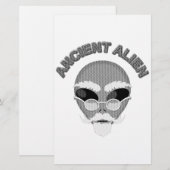 Ancient Alien Head Newsprint Briefpapier (Voorkant / Achterkant)