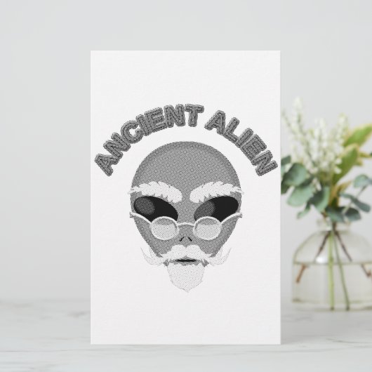 Ancient Alien Head Newsprint Briefpapier (Staand voorkant)