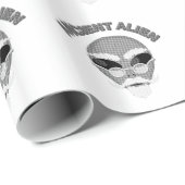 Ancient Alien Head Newsprint Cadeaupapier (Rol Hoek)