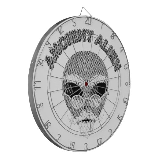Ancient Alien Head Newsprint Dartbord (Voorkant Links)