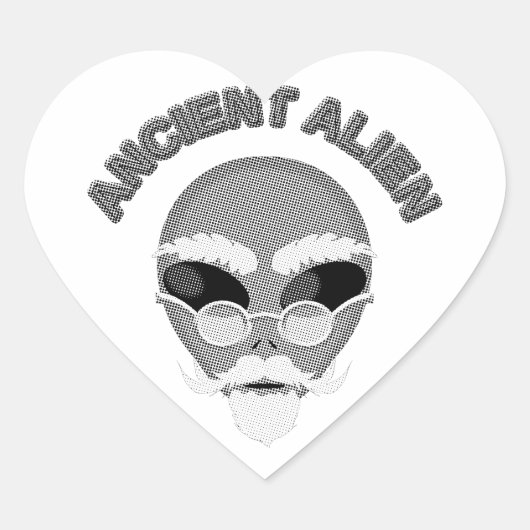 Ancient Alien Head Newsprint Hart Sticker (Voorkant)
