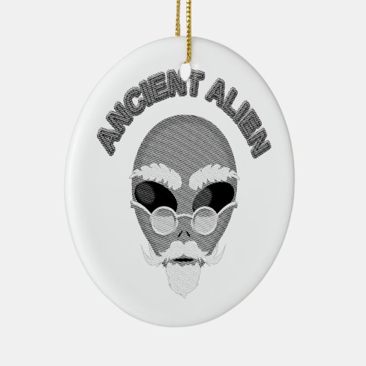 Ancient Alien Head Newsprint Keramisch Ornament (Rechts)