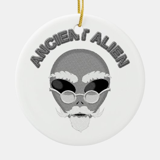 Ancient Alien Head Newsprint Keramisch Ornament (Voorkant)
