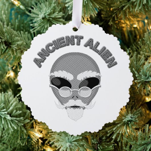 Ancient Alien Head Newsprint Ornament Kaart (Insitu (Drie))
