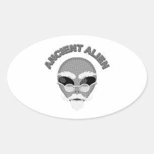 Ancient Alien Head Newsprint Ovale Sticker