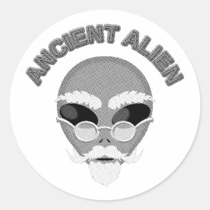 Ancient Alien Head Newsprint Ronde Sticker