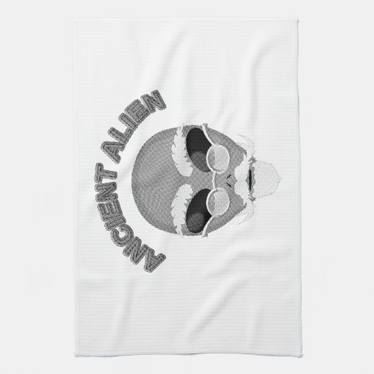 Ancient Alien Head Newsprint Theedoek (Verticaal)