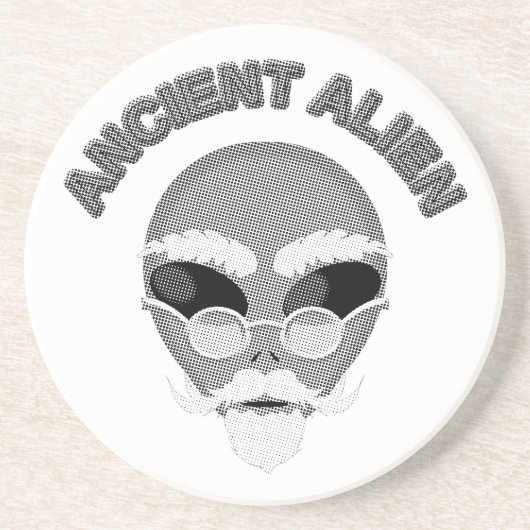 Ancient Alien Head Newsprint Zandsteen Onderzetter (Voorkant)