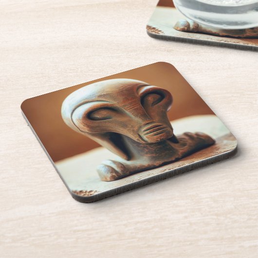 Ancient Alien Statue Bier Onderzetter (Linkerzijde)
