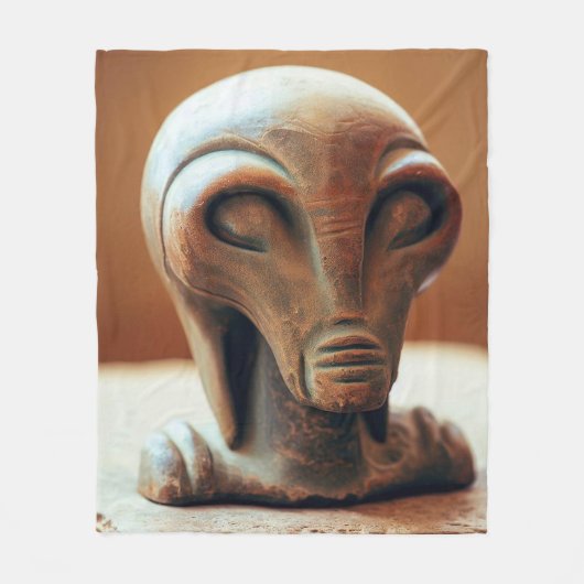 Ancient Alien Statue Fleece Deken (Voorkant)