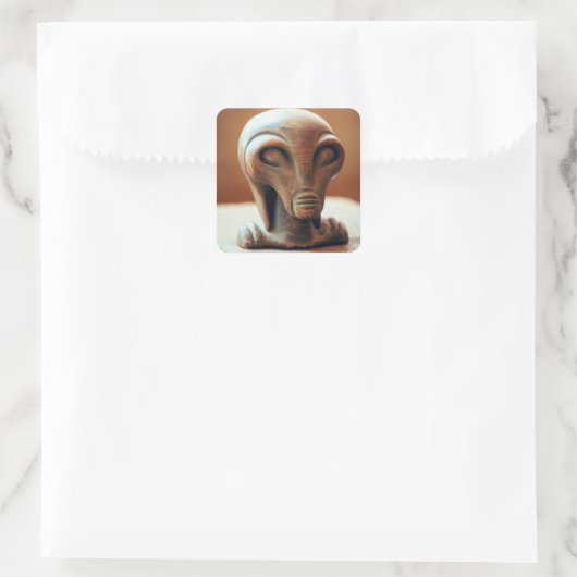 Ancient Alien Statue Vierkante Sticker (Tas)