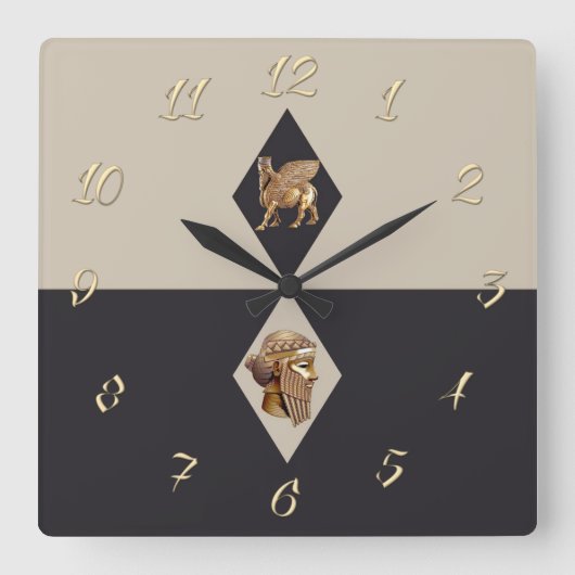 Ancient Assyria Vierkante Klok (Voorkant)