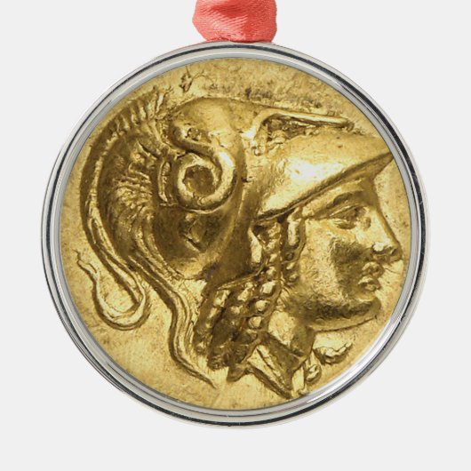 Ancient Athena Coin Metalen Ornament (Voorkant)