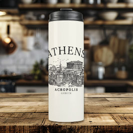 Ancient Athens Acropolis Retro View Thermosbeker