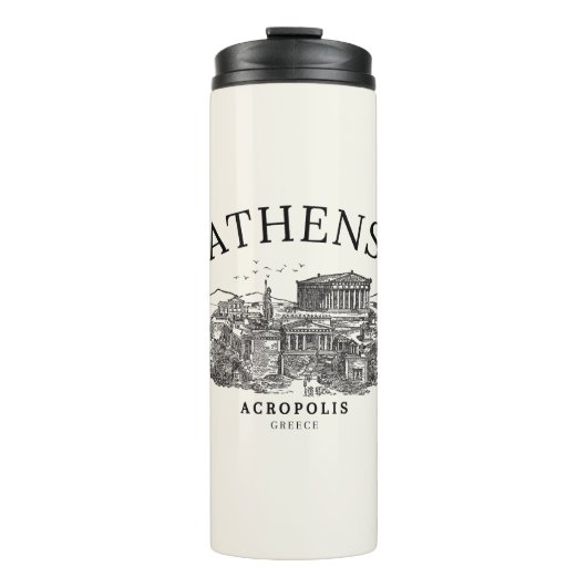Ancient Athens Acropolis Retro View Thermosbeker (Voorkant)