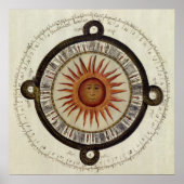 Ancient Aztec Sun Calendar Mexico Drawing Poster (Voorkant)