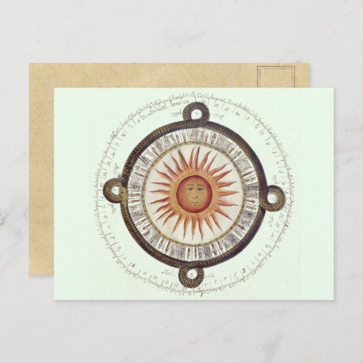 Ancient Aztec Sun Stone Calendar Briefkaart (Voorkant / Achterkant)