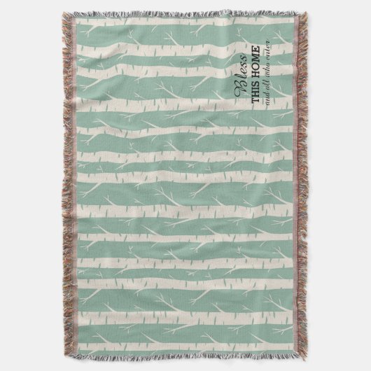 Ancient Birch Trees Green Throw Blanket Deken (Voorkant Verticaal)