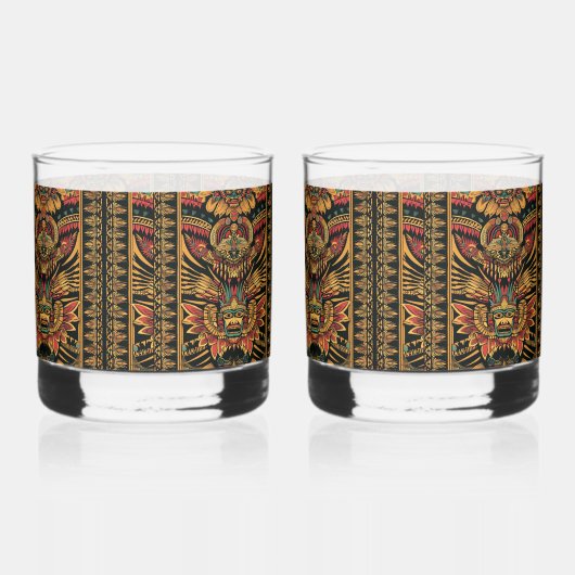 Ancient Blue "Aztec Dream" 12oz Rocks Glasses Set Whisky Glas (Rechts)