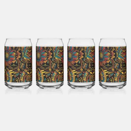 Ancient Blue "Aztec Dream" 16 oz Gedrukt Glas Set (Voorkant)