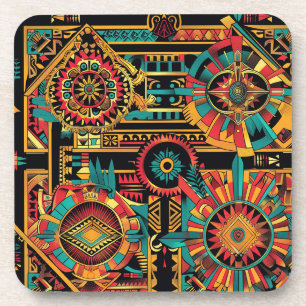 Ancient Blue "Aztec Dream" Cork-Backed Onderzetter