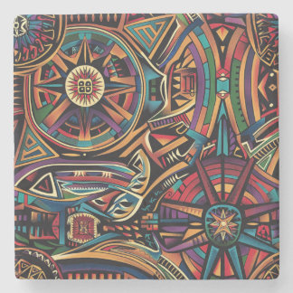 Ancient Blue "Kroniek van de Ouden" Marble Co Stenen Onderzetter