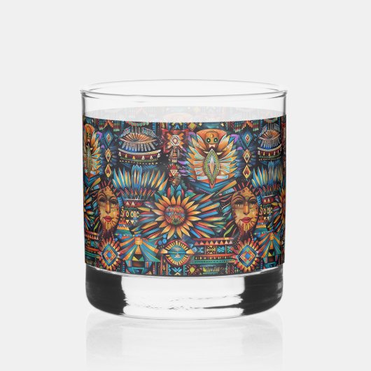 Ancient Blue "Pre-Columbian Tapestry" Art Rocks GL Whisky Glas (Voorkant)