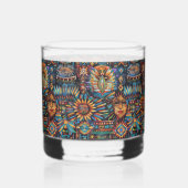 Ancient Blue "Pre-Columbian Tapestry" Art Rocks GL Whisky Glas (Links)