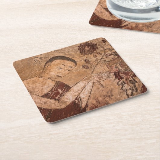 Ancient boeddhistisch schilderen kartonnen onderzetters (Schuin)