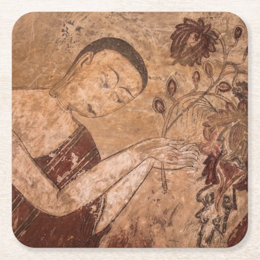 Ancient boeddhistisch schilderen kartonnen onderzetters (Voorkant)