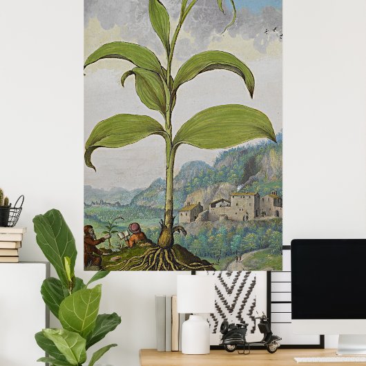 Ancient botanisch kunstzegel poster (Thuiskantoor)