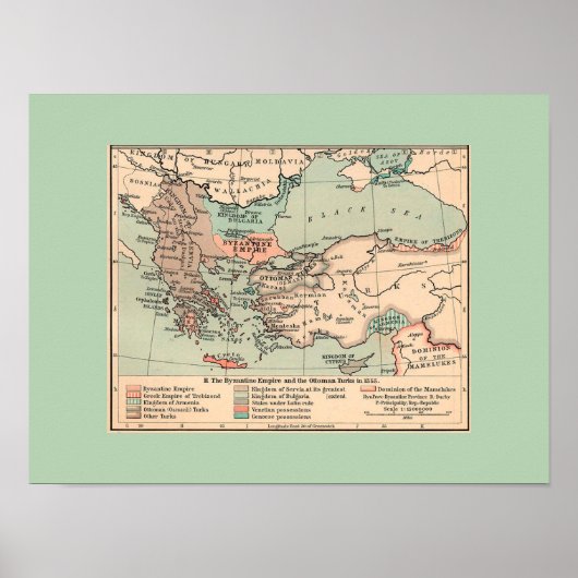 Ancient Byzantine Empire Map Poster (Voorkant)