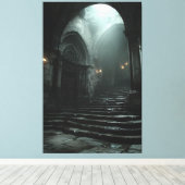 Ancient Cathedral Stairway Mist Light Canvas Afdruk (Insitu (Houten vloer))