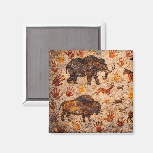Ancient cave art make your mark stone mural magnet (Voorkant / Achterkant)