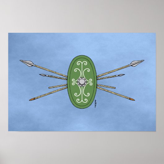Ancient Celtic Shield and Spears Poster (Voorkant)