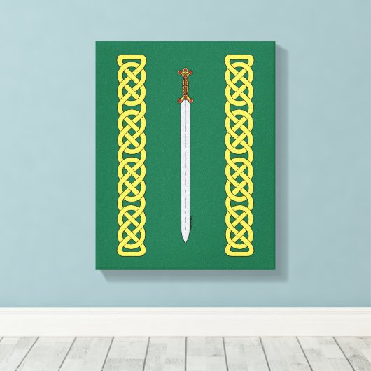 Ancient Celtic Sword and Knotwork Canvas Afdruk (Insitu (Houten vloer))