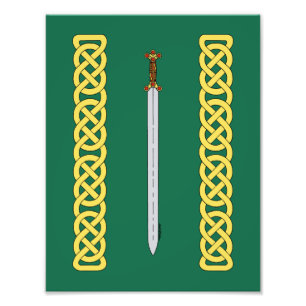 Ancient Celtic Sword and Knotwork Foto Afdruk