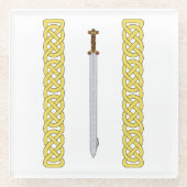 Ancient Celtic Sword and Knotwork Glazen Onderzetter (Voorkant)