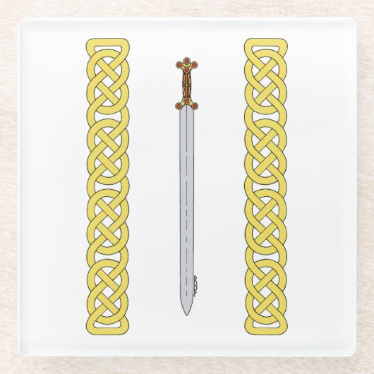 Ancient Celtic Sword and Knotwork Glazen Onderzetter (Voorkant)