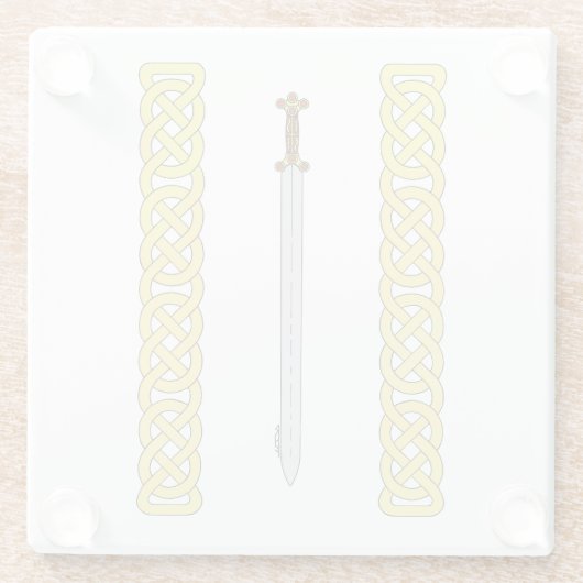 Ancient Celtic Sword and Knotwork Glazen Onderzetter (Achterkant)
