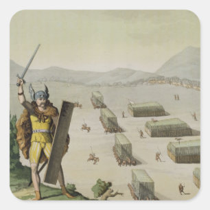 Ancient Celts or Gauls in Battle, c.1800-18 (colou Vierkante Sticker