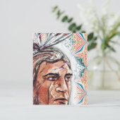 Ancient chieftan en fractaal patroon briefkaart (Staand voorkant)