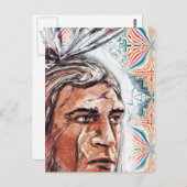 Ancient chieftan en fractaal patroon briefkaart (Voorkant / Achterkant)