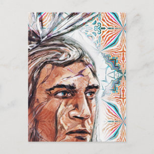 Ancient chieftan en fractaal patroon briefkaart