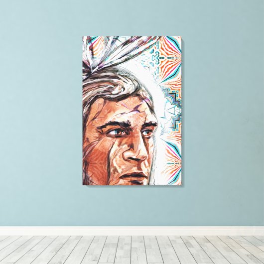 Ancient chieftan en fractaal patroon canvas afdruk (Insitu (Houten vloer))