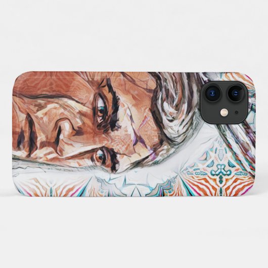 Ancient chieftan en fractaal patroon Case-Mate iPhone case (Achterkant (horizontaal))
