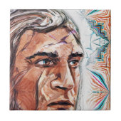 Ancient chieftan en fractaal patroon tegeltje (Voorkant)